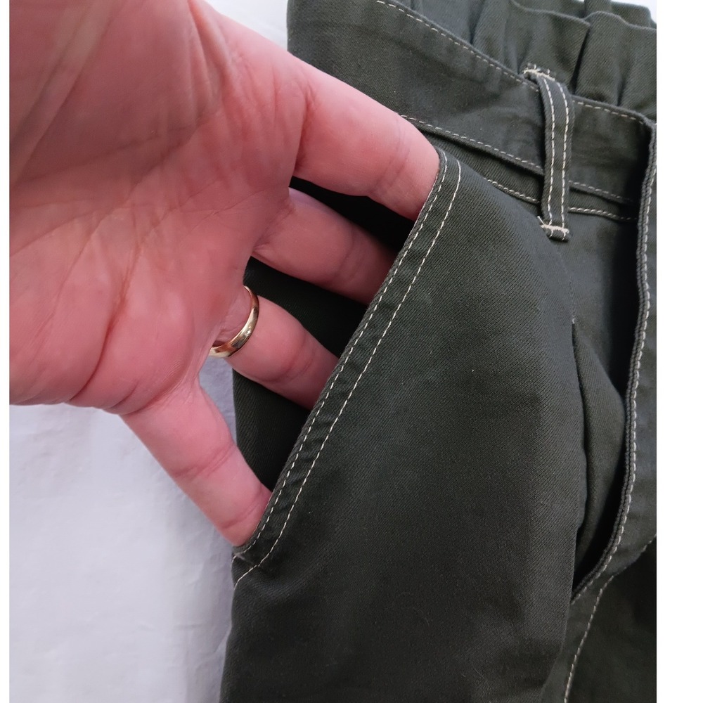 Wild Fable Olive Green Paperbag Waist Tapered Pants with D-Ring Belt Size 10 - Picture 6 of 13